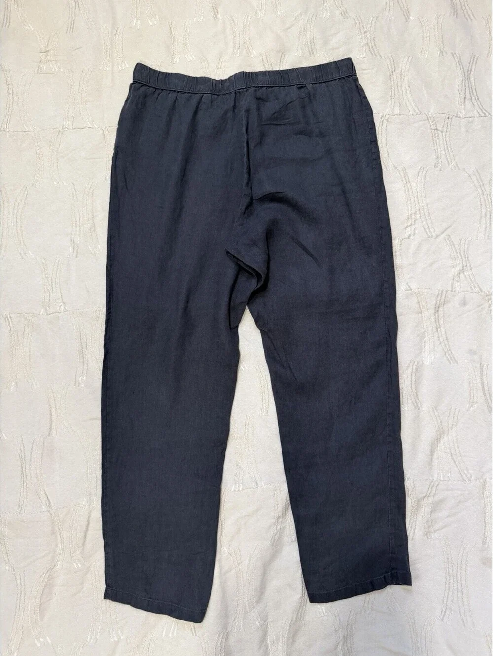 H&M Home Womens Linen Pants Size L Blue Drawstring Elastic Waist Lounge Casua